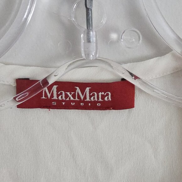 MAXMARA | Silk blouse Ruffles Cream Sz M - Picture 4 of 4